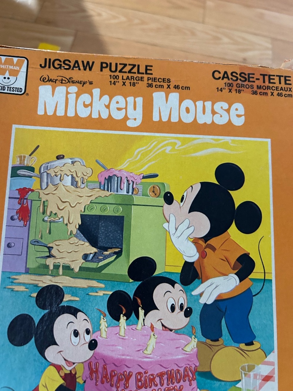 Vintage Whitman Mickey Mouse Birthday Cake Puzzle 100 Pc - AS IS
